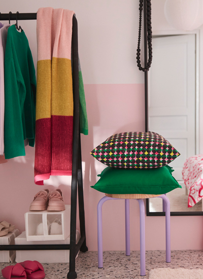 IKEA-alvsjoskogen pembe yesil kirlent kilifi