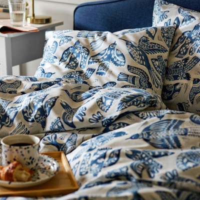 IKEA-bittersota acik gri mavi cift kisilik nevresim seti