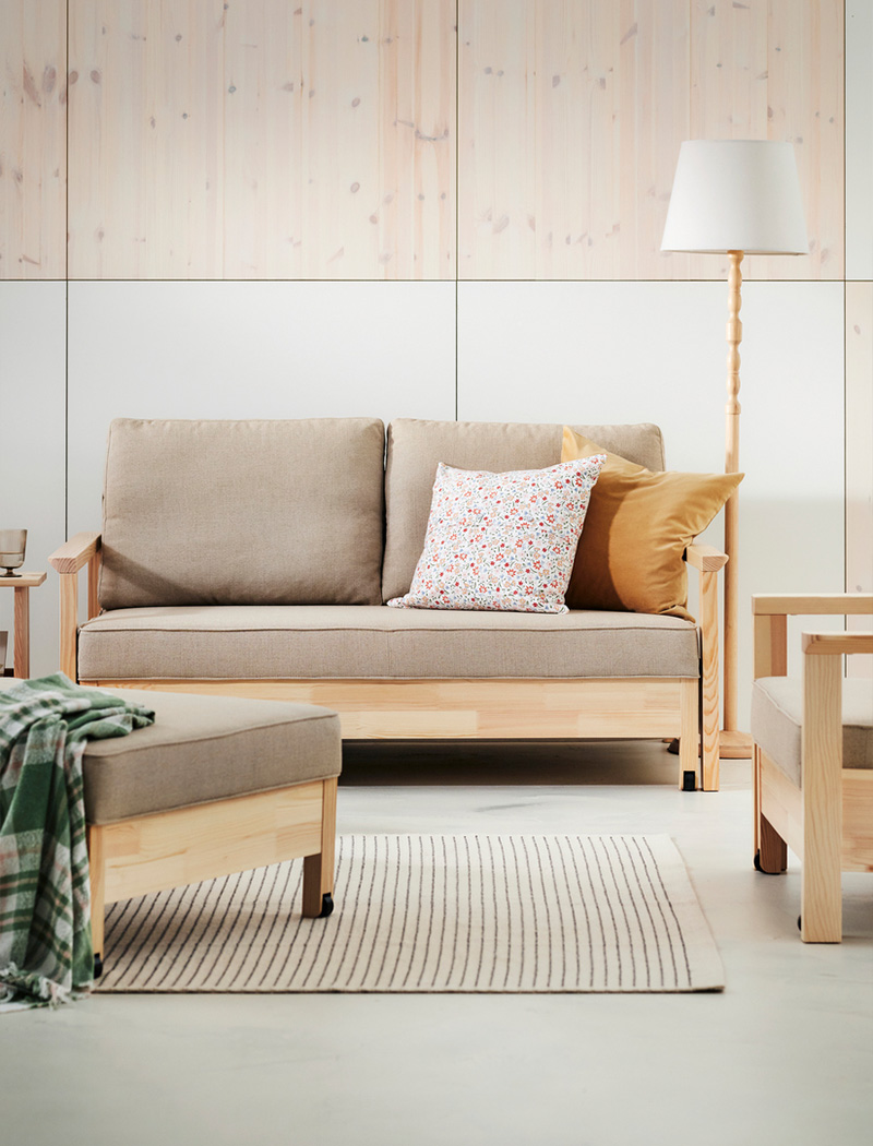 IKEA-tornsborg bej 2li yatakli kanepe