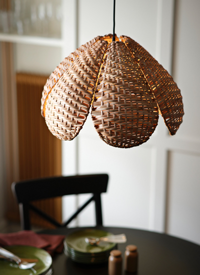 IKEA-sandkorn rattan sarkit lamba abajur basligi