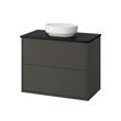 IKEA - HAVBACK/TOLKEN/VINDELALVEN, wash-basin and cabinet, dark grey-black marble effect, 82x49x77 cm
