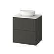 IKEA - HAVBACK/TOLKEN/VINDELALVEN, wash-basin and cabinet, dark grey-white marble effect, 62x49x77 cm
