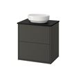 IKEA - HAVBACK/TOLKEN/VINDELALVEN, wash-basin and cabinet, dark grey-black marble effect, 62x49x77 cm