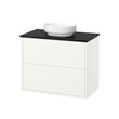 IKEA - HAVBACK/TOLKEN/VINDELALVEN, wash-basin and cabinet, white-black marble appearance, 82x49x77 cm