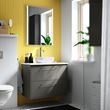 IKEA - HAVBACK/TOLKEN/VINDELALVEN, wash-basin and cabinet, dark grey-white marble effect, 82x49x77 cm