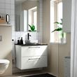 IKEA - HAVBACK/TOLKEN/VINDELALVEN, wash-basin and cabinet, white-black marble appearance, 82x49x77 cm