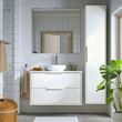 IKEA - HAVBACK/TOLKEN/VINDELALVEN, wash-basin and cabinet, white-white marble effect, 102x49x77 cm