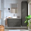 IKEA - HAVBACK/TOLKEN/VINDELALVEN, wash-basin and cabinet, dark grey-white marble effect, 102x49x77 cm