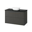 IKEA - HAVBACK/TOLKEN/VINDELALVEN, wash-basin and cabinet, dark grey-black marble effect, 102x49x77 cm