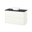 IKEA - HAVBACK/TOLKEN/VINDELALVEN, wash-basin and cabinet, white-black marble appearance, 102x49x77 cm