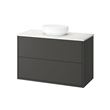 IKEA - HAVBACK/TOLKEN/VINDELALVEN, wash-basin and cabinet, dark grey-white marble effect, 102x49x77 cm