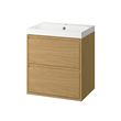 IKEA - ANGSJÖN/BACKSJÖN, wash-basin and cabinet, oak effect, 60x48x69 cm