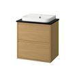 IKEA - ANGSJÖN/TOLKEN/BACKSJÖN, wash-basin and cabinet, oak effect-black marble effect, 62x49x71 cm