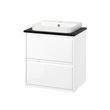 IKEA - ANGSJÖN/TOLKEN/BACKSJÖN, wash-basin and cabinet, glossy varnish white-black marble look, 62x49x71 cm