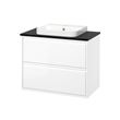 IKEA - ANGSJÖN/TOLKEN/BACKSJÖN, wash-basin and cabinet, glossy varnish white-black marble look, 82x49x71 cm