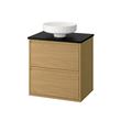 IKEA - ANGSJÖN/TOLKEN/LERSJÖN, wash-basin and cabinet, oak effect-black marble effect, 62x49x79 cm