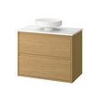 IKEA - ANGSJÖN/TOLKEN/LERSJÖN, wash-basin and cabinet, oak effect-white marble effect, 82x49x79 cm