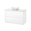 IKEA - ANGSJÖN/TOLKEN/LERSJÖN, wash-basin and cabinet, high-gloss white/white marble effect, 102x49x79 cm