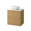 IKEA - ANGSJÖN/TOLKEN/LERSJÖN, wash-basin and cabinet, oak effect-white marble effect, 62x49x79 cm