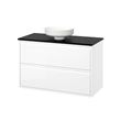 IKEA - ANGSJÖN/TOLKEN/LERSJÖN, wash-basin and cabinet, glossy varnish white-black marble look, 102x49x79 cm