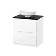 IKEA - ANGSJÖN/TOLKEN/LERSJÖN, wash-basin and cabinet, glossy varnish white-black marble look, 62x49x79 cm
