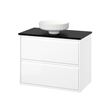 IKEA - ANGSJÖN/TOLKEN/LERSJÖN, wash-basin and cabinet, glossy varnish white-black marble look, 82x49x79 cm