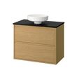 IKEA - ANGSJÖN/TOLKEN/LERSJÖN, wash-basin and cabinet, oak effect-black marble effect, 82x49x79 cm