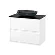 IKEA - ANGSJÖN/TOLKEN/OXMYREN, wash-basin and cabinet, glossy varnish white-black marble look, 82x49x77 cm
