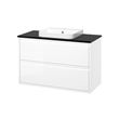 IKEA - ANGSJÖN/TOLKEN/BACKSJÖN, wash-basin and cabinet, glossy varnish white-black marble look, 102x49x71 cm