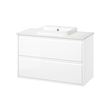 IKEA - ANGSJÖN/TOLKEN/BACKSJÖN, wash-basin and cabinet, high-gloss white/white marble effect, 102x49x71 cm
