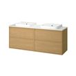 IKEA - ANGSJÖN/TOLKEN/BACKSJÖN, wash-basin and cabinet, oak effect-white marble effect, 162x49x71 cm