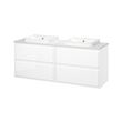 IKEA - ANGSJÖN/TOLKEN/BACKSJÖN, wash-basin and cabinet, high-gloss white/white marble effect, 162x49x71 cm