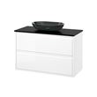 IKEA - ANGSJÖN/TOLKEN/OXMYREN, wash-basin and cabinet, glossy varnish white-black marble look, 102x49x77 cm