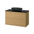 IKEA - ANGSJÖN/TOLKEN/OXMYREN, wash-basin and cabinet, oak effect-black marble effect, 102x49x77 cm