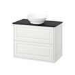 IKEA - TANNFORSEN/TOLKEN/VASTERSJÖN, wash-basin and cabinet, white-black marble appearance, 82x49x79 cm