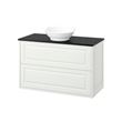 IKEA - TANNFORSEN/TOLKEN/VASTERSJÖN, wash-basin and cabinet, white-black marble appearance, 102x49x79 cm