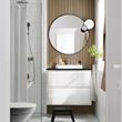 IKEA - ANGSJÖN/TOLKEN/BACKSJÖN, wash-basin and cabinet, glossy varnish white-black marble look, 82x49x71 cm