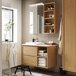 IKEA - ANGSJÖN/TOLKEN/BACKSJÖN, wash-basin and cabinet, oak effect-white marble effect, 102x49x71 cm
