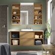 IKEA - ANGSJÖN/TOLKEN/BACKSJÖN, wash-basin and cabinet, oak effect-white marble effect, 142x49x71 cm
