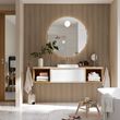 IKEA - ANGSJÖN/TOLKEN/BACKSJÖN, wash-basin and cabinet, glossy polish white-oak look-white marble look, 162x49x41 cm