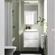 IKEA - ANGSJÖN/TOLKEN/BACKSJÖN, wash-basin and cabinet, high-gloss white/white marble effect, 62x49x71 cm