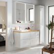 IKEA - ANGSJÖN/ALSKEN/BACKSJÖN, wash-basin and cabinet, high-gloss white-bamboo, 122x49x71 cm
