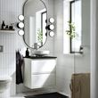 IKEA - ANGSJÖN/TOLKEN/LERSJÖN, wash-basin and cabinet, glossy varnish white-black marble look, 62x49x79 cm