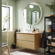 IKEA - ANGSJÖN/TOLKEN/LERSJÖN, wash-basin and cabinet, oak effect-white marble effect, 102x49x79 cm