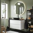 IKEA - ANGSJÖN/TOLKEN/OXMYREN, wash-basin and cabinet, glossy varnish white-black marble look, 102x49x77 cm