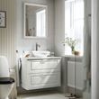 IKEA - TANNFORSEN/TOLKEN/VASTERSJÖN, wash-basin and cabinet, white-white marble effect, 82x49x79 cm