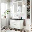 IKEA - TANNFORSEN/TOLKEN/VASTERSJÖN, wash-basin and cabinet, white-black marble appearance, 102x49x79 cm
