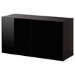 IKEA - BESTA, storage combination, black-brown/high-gloss/black, 120x42x64 cm