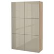 IKEA - BESTA, dolap kombinasyonu, ağartılmış meşe görünümlü-parlak cila-bej, 120x40x192 cm