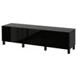 IKEA - BESTA, tv bench, black-brown/high-gloss/black, 180x40x48 cm